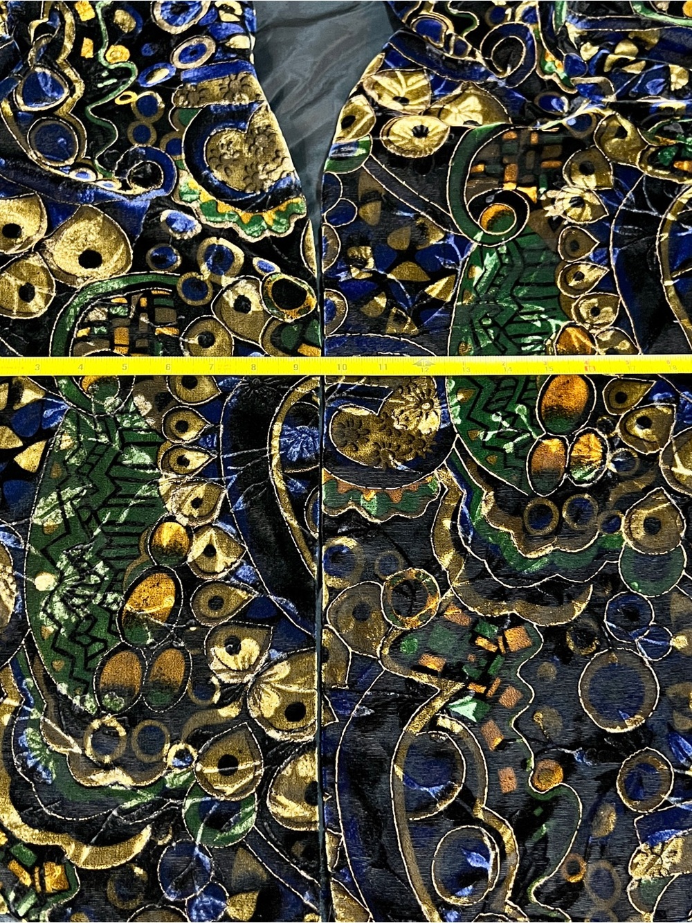 Another Thyme Vtg 90s Geo Abstract Velvet Metallic Artsy Glam Open Blazer S/M - Picture 11 of 14